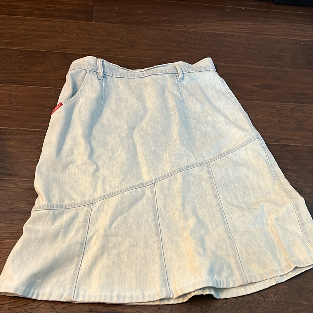 Light Blue Denim Skirt Carino brand Vintage Made in Italy USA size 30